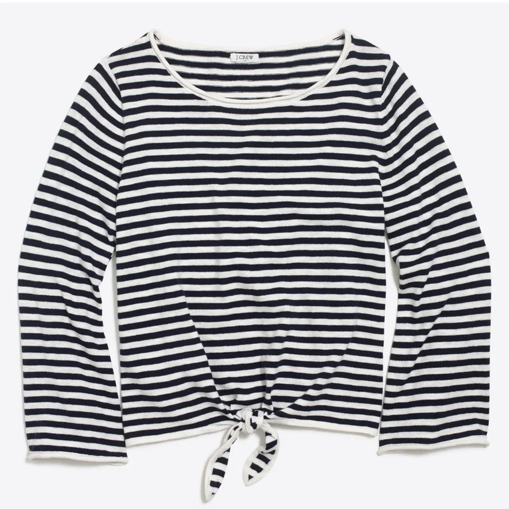 J. Crew Black and White Striped Women's Top 3/4 Sleeves